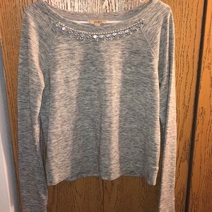 Heather grey crew neck sweatshirt with jewels
